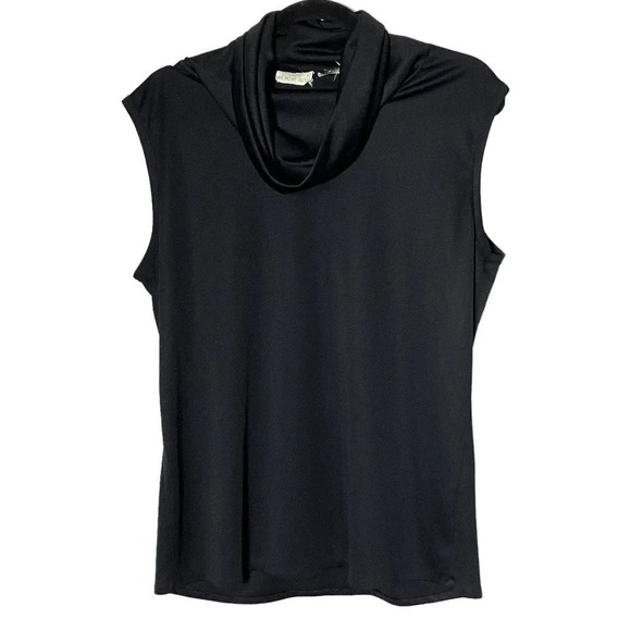 Vintage 70s Lane Bryant Talk Cowl Neck‎ Top Black Large - Picture 1 of 6